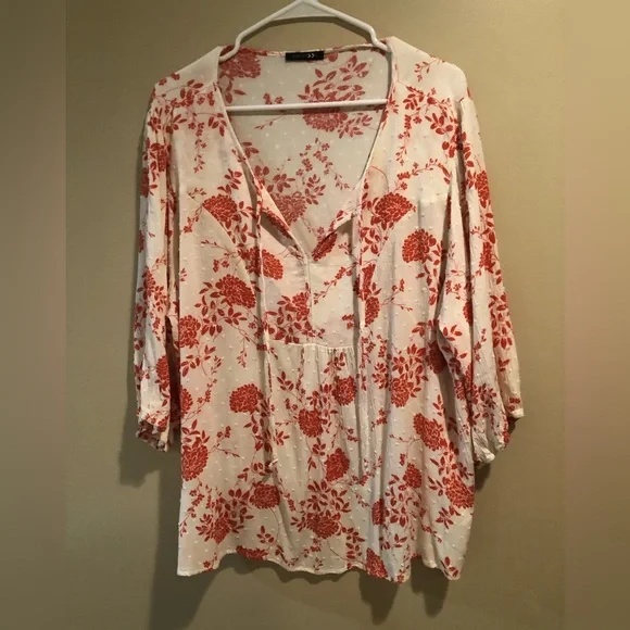 Orange and cream blouse. Size 2X. - Picture 1 of 10